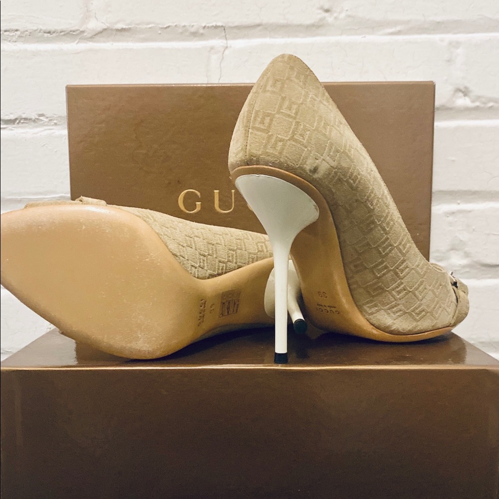 💛HP💛 Gucci Guccissima Horsebit Peep Toe Pumps - Picture 3 of 8